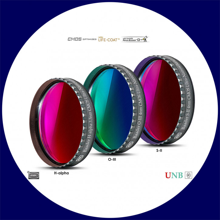 Baader 3.5 nm H-alpha / 4 nm O-III / 4 nm S-II Ultra-Narrowband Filter-Set 2" - CMOS optimized