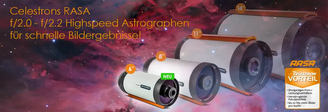 Celestron RASA f/2 Astrographen-Familie: 6", 8", 11" V2 & 36cm