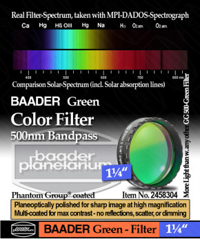 Baader Color Filter Green 1¼" 500nm Bandpass