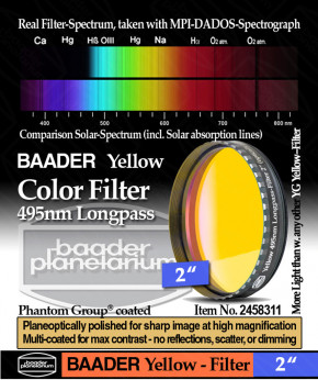 Baader Color Filter Yellow 2" 495nm Longpass
