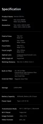 ZWO Seestar S30 PRO vollautomatisches "Smart" Teleskop (30/160mm + 3,4/6mm)